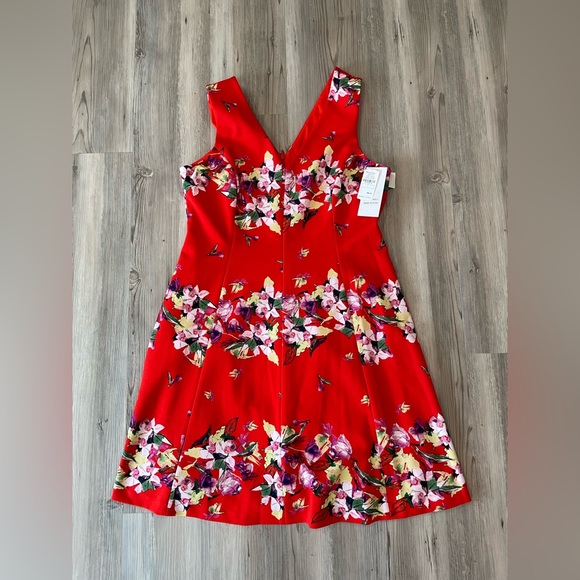 NWT Julia Jordan size 12 red floral A line dress - Picture 1 of 3